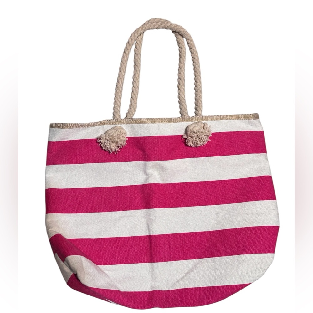 Striped Pink and White beach bag
